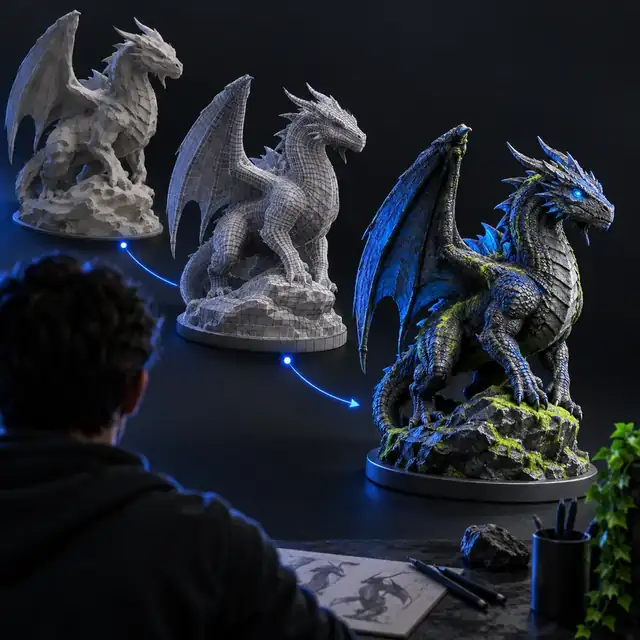 Modelo de personaje 3D detallado generado por IA