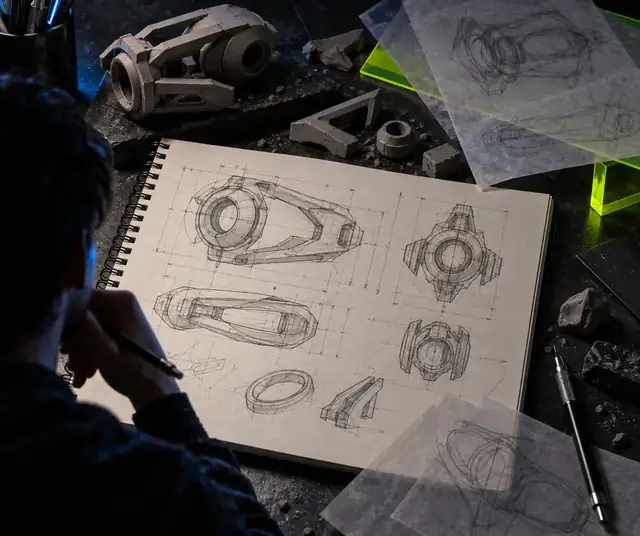 A written 3D model concept before generation