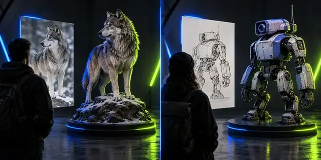 A detailed AI-generated 3D robot model